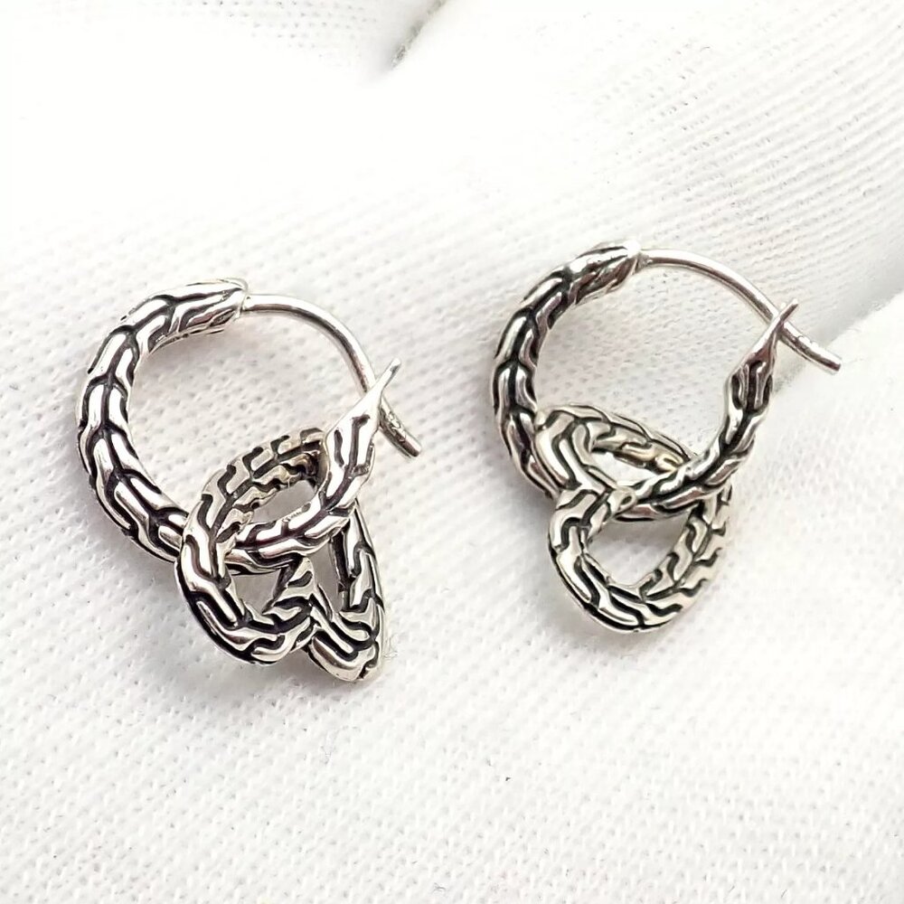 Authentic! John Hardy JH Silver Manah Heart Earrings - Picture 4 of 10